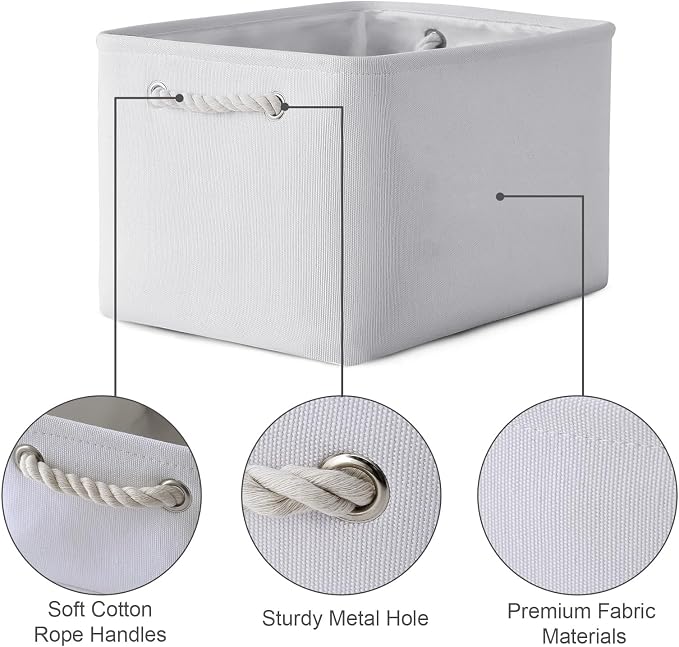 TheWarmHome Storage Basket for Shelves - 15.8x11.8x11.8 inch 3 Pack Fabric Storage Cubes, Collapsible Storage Bin for Organizing Organizer Closet Book Gift Dog(White) - Image 6