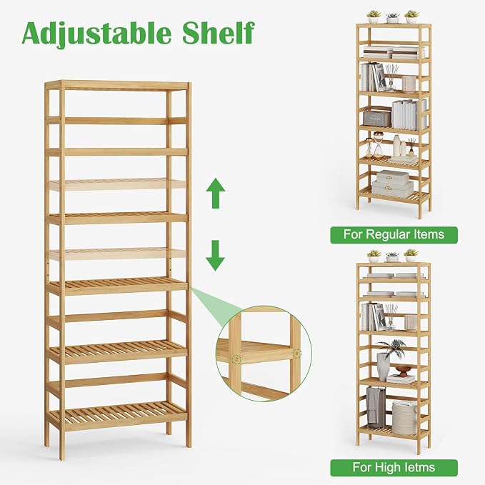 Bamboo Rack, Adjustable Bamboo Shelf, Stand Utility Storage Shelf Multifunctional Bathroom Kitchen Living Room Holder Plant Flower Stand (6-Tier) - Image 4