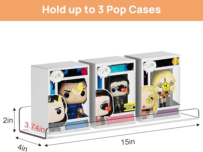 upsimples 10 Pack Acrylic Shelves Wall Organizer and Storage, 15" Display Shelf for Figure, Toy Cars, Perfume, Kids Bookshelf for Bedroom, Nursery, Craft Room, Clear - Image 3