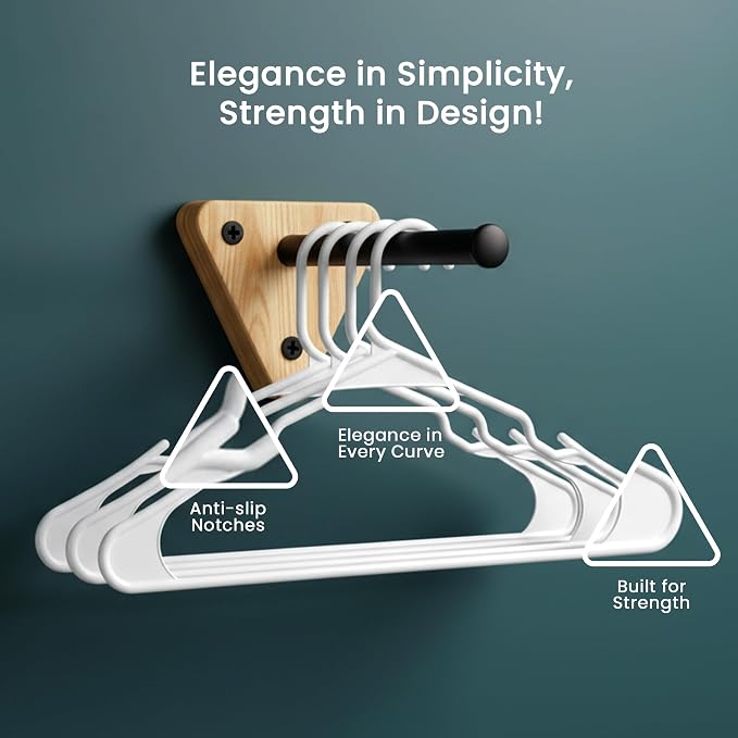 Utopia Home - Plastic Hangers 50 Pack - Space Saving Clothes Hanger - Durable and Strong Closet Organizers and Storage Makes It Ideal Stocking Stuffers or Apartment or Dorm Room Essentials (White) - Image 6