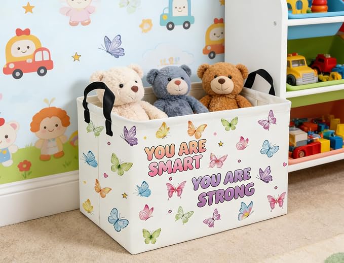 Rectangular Kids Baskets Butterfly Basket Cute Storage Bins Organizer Box Boys Room Decor for Home.(Color butterfly) - Image 6