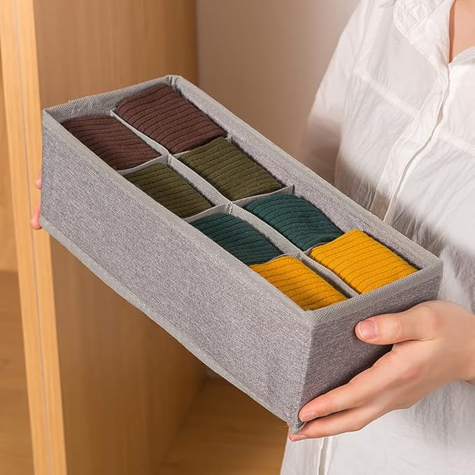 Qozary 3 Pack Sock Underwear Drawer Organizer Dividers, Collapsible Cabinet Closet Storage Boxes for Clothes, Socks, Lingerie, Underwear, Tie, Belt, Baby, Bedroom - Image 5
