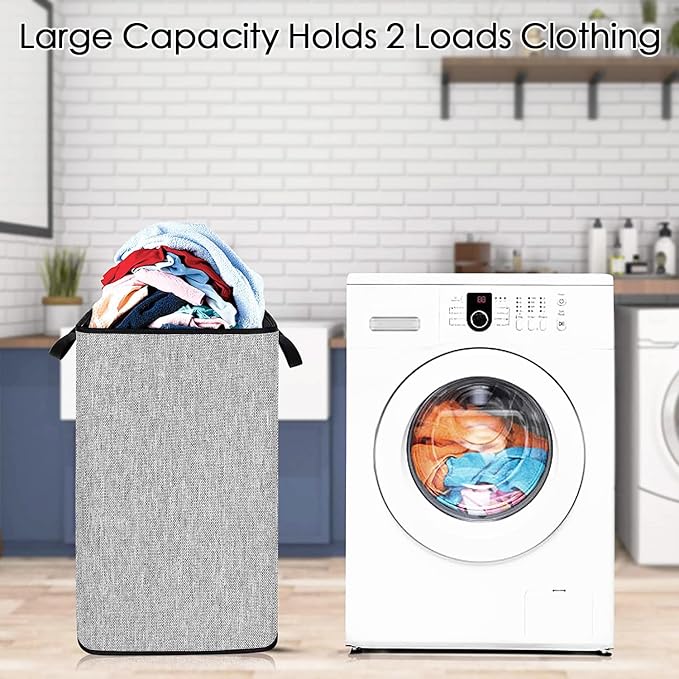 SNIGJAT Large Laundry Hamper, Tall Laundry Hamper with Sturdy Handles, Collapsible Dirty Clothes Basket for Bedroom, Rectangular Sturdy Large Clothes Basket for College, Dorm, Towels, Toys, 80 L - Image 2