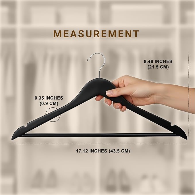 Utopia Home Premium Wooden Hangers 30 Pack - Durable & Slim Coat Hanger - Suit Hanger with 360-Degree Rotatable Hook - Wood Hangers with Shoulder Grooves (Black) - Image 2