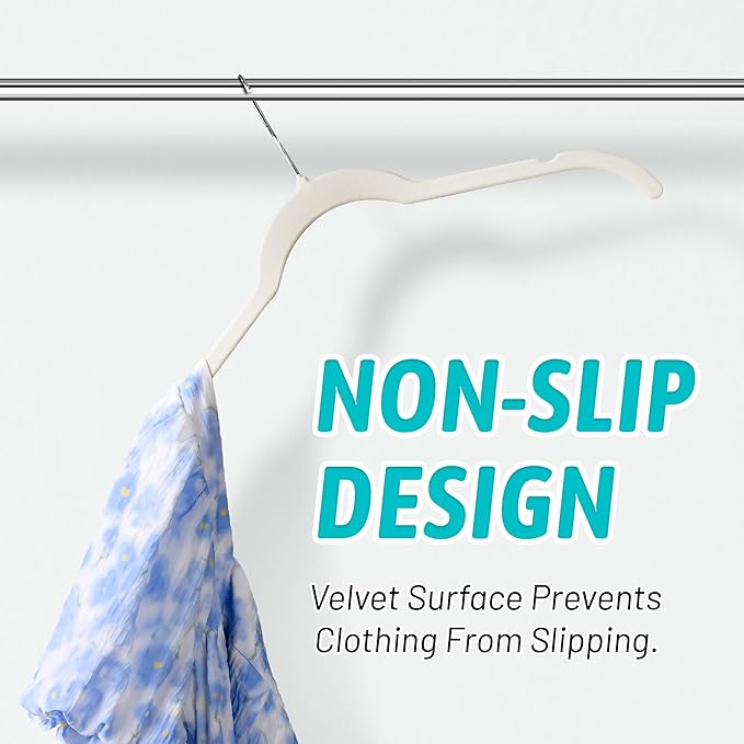 Sishynio Premium Velvet Shirt Hangers 30 Pack, Non-Slip 360° Swivel Hook Slim Flocked Coat Hanger, Space Saving Felt Hanger for for Tank Top, Blouses, Strappy Dresses - Image 4
