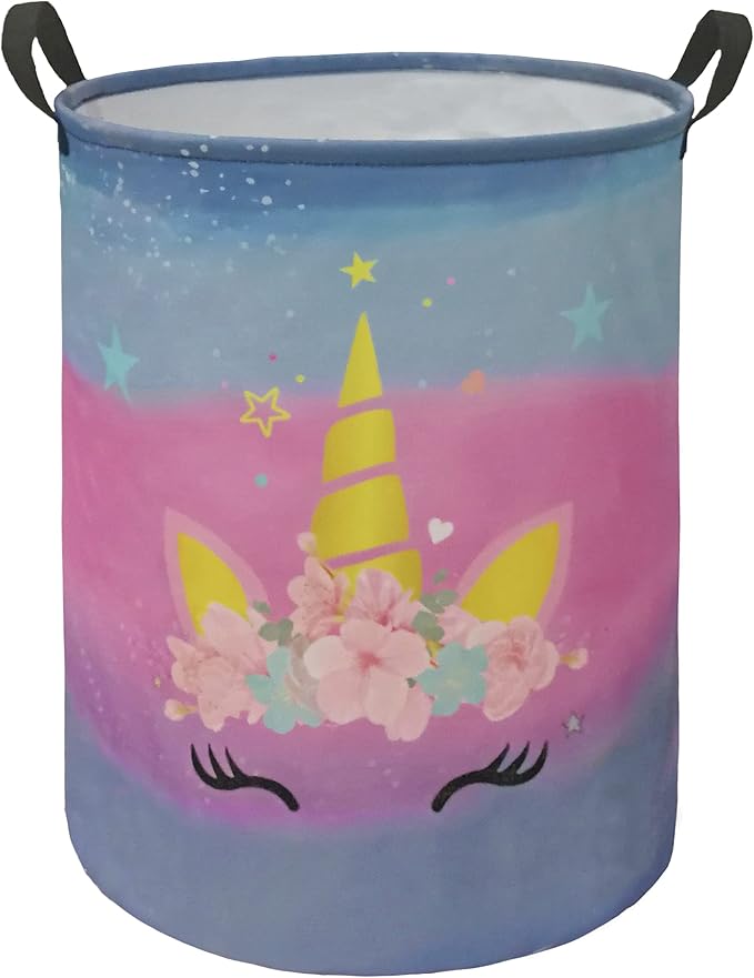Kids Hamper Girls Unicorn Room Decor,Storage Bins Organizer Toy Box Laundry Basket Large Canvas Collapsible Chest for Home/Dorm/Kitchen/Pet/Office/Closet/Shelf/Gift Baskets by Unknown