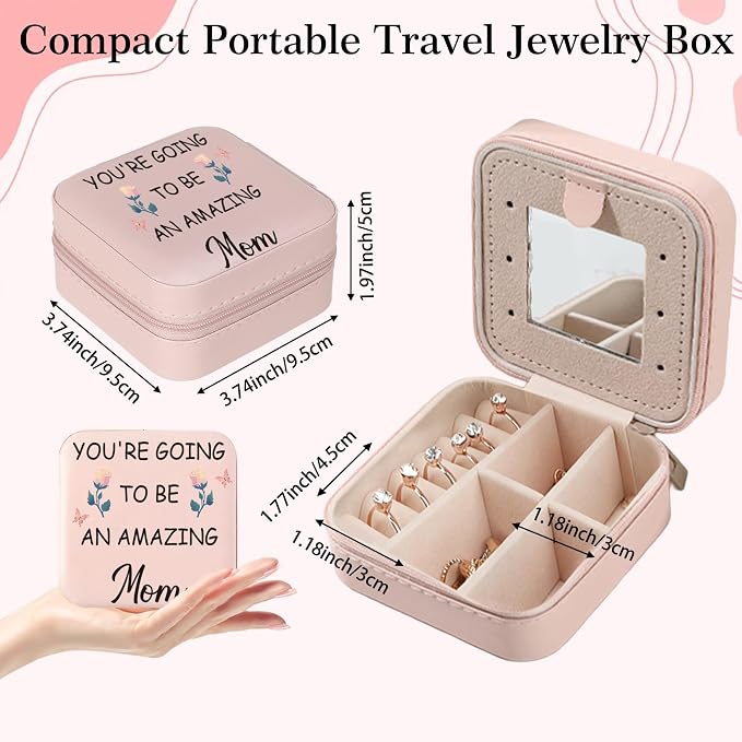 New Mom Jewelry Box 1st Mothers Day Valentines Gifts for New Mom First Time Mother Pregnancy Congratulations Gender Reveal Baby Shower Gifts for Expecting Moms Soon to Be Mommy Jewelry Case - Image 2