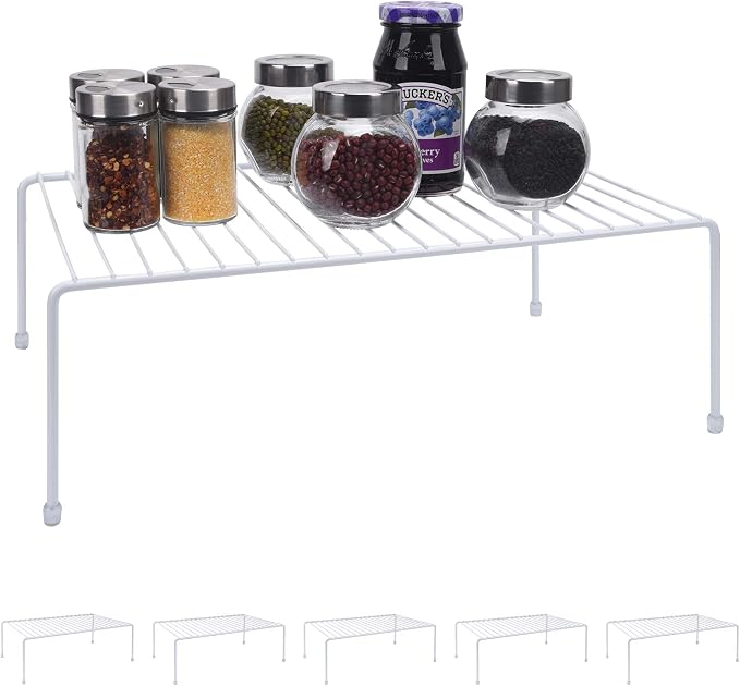 Large (16.1 x 10.2 Inch) Cabinet Storage Shelf Rack, Shelves，Kitchen Counter and Cabinet Shelf, Storage Rack Organizer for Kitchen, Fridge, Cabinet, Bathroom Cupboard (White, 6) by JBESUHI