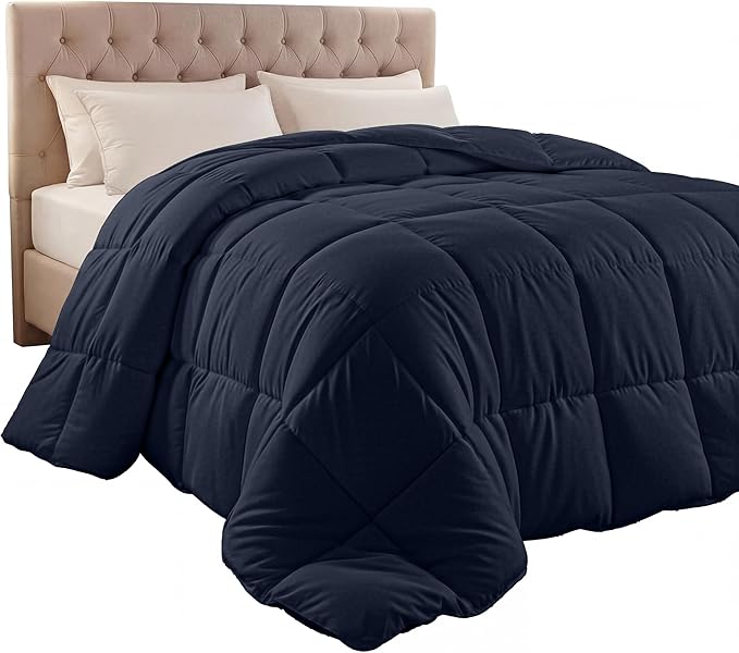Utopia Bedding King Comforter Duvet Insert, Quilted Navy Comforter with Corner Tabs, Box Stitched Down Alternative Comforters King Size 90 x 102 inches