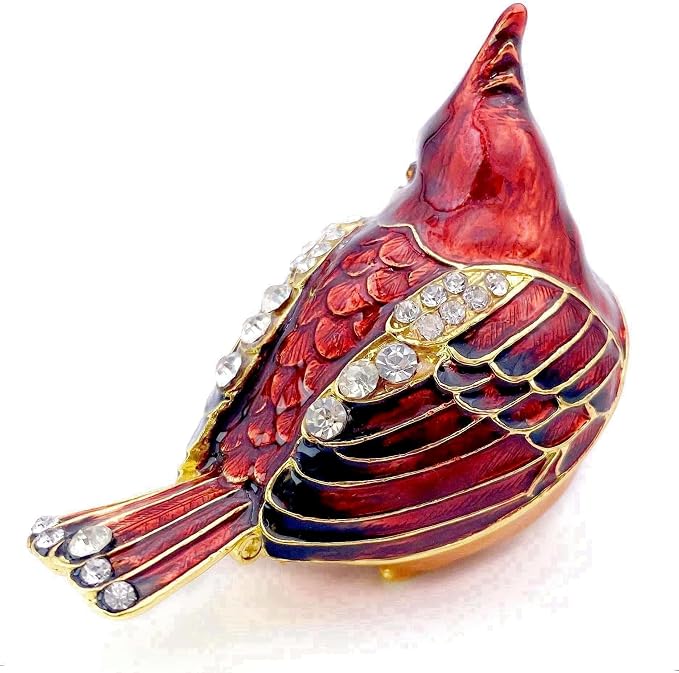 Elegant Cardinal Bird Jewelry Trinket Boxes Hinged .Keepsake Ring Box Necklace Earrings Organizer.Cardinals Gifts for Women Bird Figurines Home Decor. - Image 2