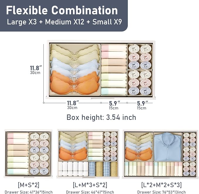 DIMJ Drawer Organizer Clothes Storage - 24 Pack Baby Dresser Organizer for Nursery, Small Fabric Closet Drawer Organizer Bins for Underwears Socks, Foldable Storage Dividers Organization for Bedroom - Image 2