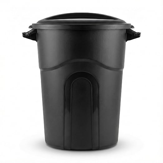 20 Gallon Heavy Duty Trash Can with Secure Click-Lock Lid – Durable All-Weather Plastic Garbage Bin for Outdoor Patio, Garage, Kitchen & Commercial Use – Black Utility Container by Unknown
