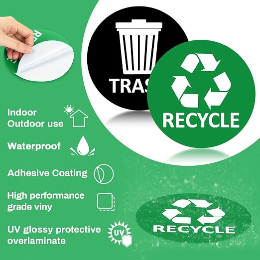 Sukh 3 pcs Recycle Stickers and 3 pcs Trash Stickers for Trash Can Sign Garbage Recycling Sticker Vinyl Perfect for Kitchen Necessity Home Essentials,Home, Work,Commercial Event,Apartment,Hotel - Image 5
