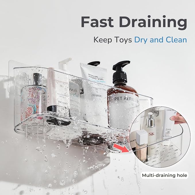 Bath Toy Storage Holder for Bathtub, Clear Bath Toy Organizer Large Capacity Bathtub Toy Storage Shower Caddy for Bathroom (2 Large) - Image 4
