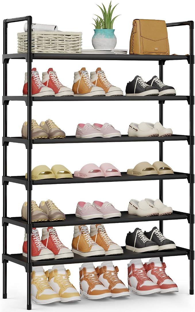 Kitsure Shoe Rack - 6-Tier Shoe Organizer, Shoe Rack for Closet, Entryway, Bedroom, Easy- Assembly Storage Shelf with Side Handles, 27.6" Wide - 6 Tiers, Black by Kitsure