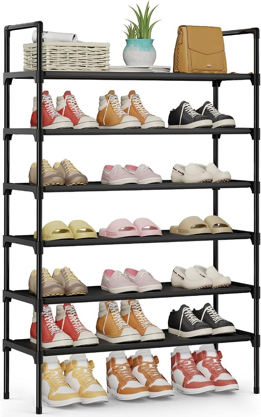 Kitsure Shoe Rack - 6-Tier Shoe Organizer, Shoe Rack for Closet, Entryway, Bedroom, Easy- Assembly Storage Shelf with Side Handles, 27.6" Wide - 6 Tiers, Black by Kitsure