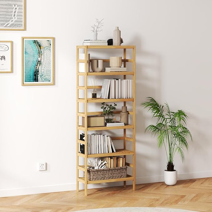 Bamboo Rack, Adjustable Bamboo Shelf, Stand Utility Storage Shelf Multifunctional Bathroom Kitchen Living Room Holder Plant Flower Stand (6-Tier) - Image 6