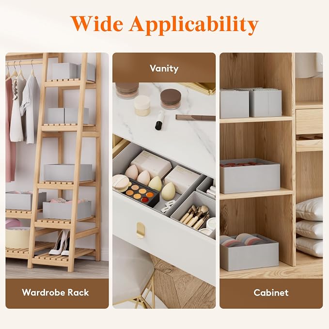 Lifewit Underwear Drawer Organizer for Closet 16 Pack, 3 Sizes Dresser Organizer Dividers, Deep Fabric Foldable Drawer Storage Organizer Bins for Clothes, Sock, Bra, Lingerie, Undies - Image 5
