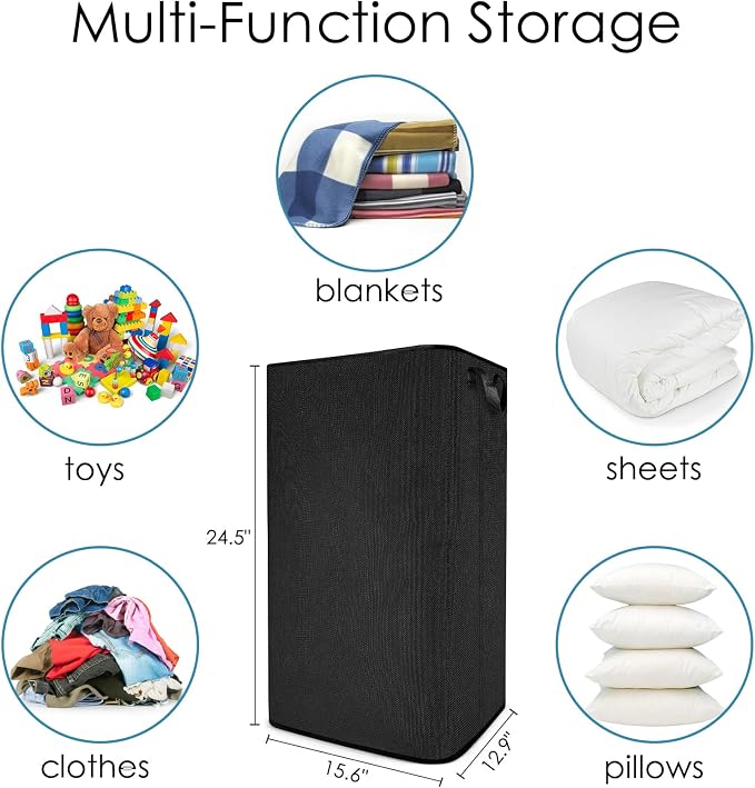SNIGJAT Large Laundry Hamper, Tall Laundry Hamper with Sturdy Handles, Hampers for Laundry, Rectangular Dirty Clothes Hamper for Bedroom, Extra Large Laundry Basket for Clothes Toys, 80 L - Image 6