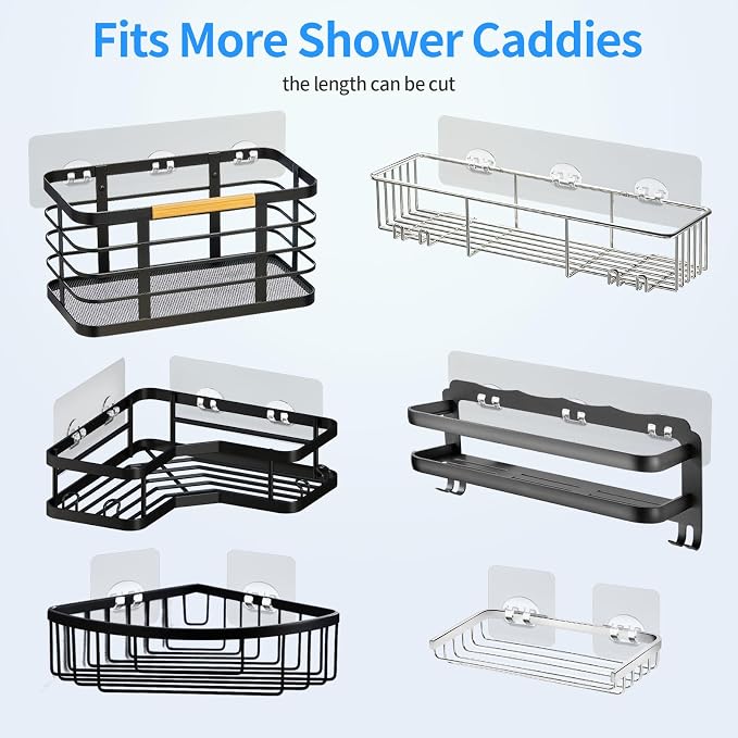 Elegant Shower Caddy Adhesive Replacement, 6 PCS Strong Waterproof Adhesive Hooks and Strips for Shower Shelf and Bathroom Storage Shelves, No Drilling Also Fit Kitchen Rack - Image 5
