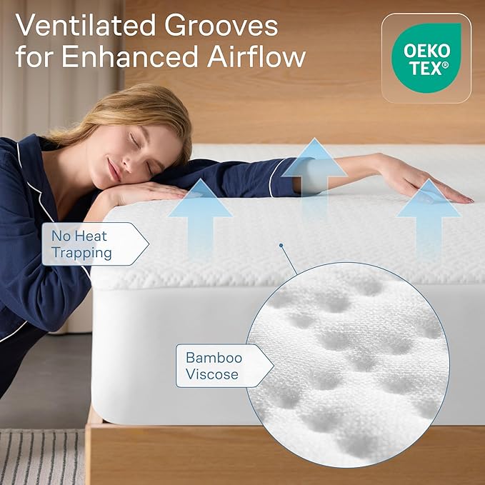 100% Waterproof King Mattress Protector - 360 Protection Against Spills, Stains & Accidents for Parents & Pet Owners - Noiseless & Cooling Viscose Made from Bamboo (White)