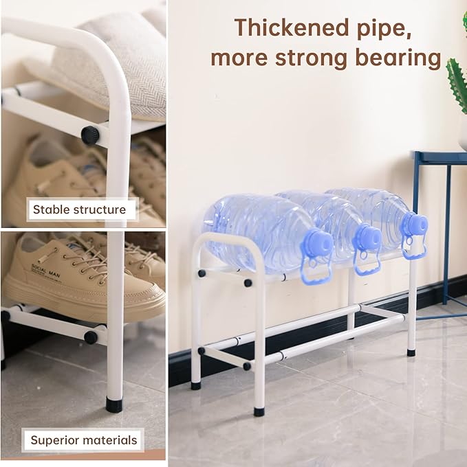 Gonfoam 2-Tier Expandable Shoe Rack,Adjustable Shoe Shelf Storage Organizer Heavy Duty Metal Free Standing Shoe Rack for Entryway Closet Doorway (White) - Image 5
