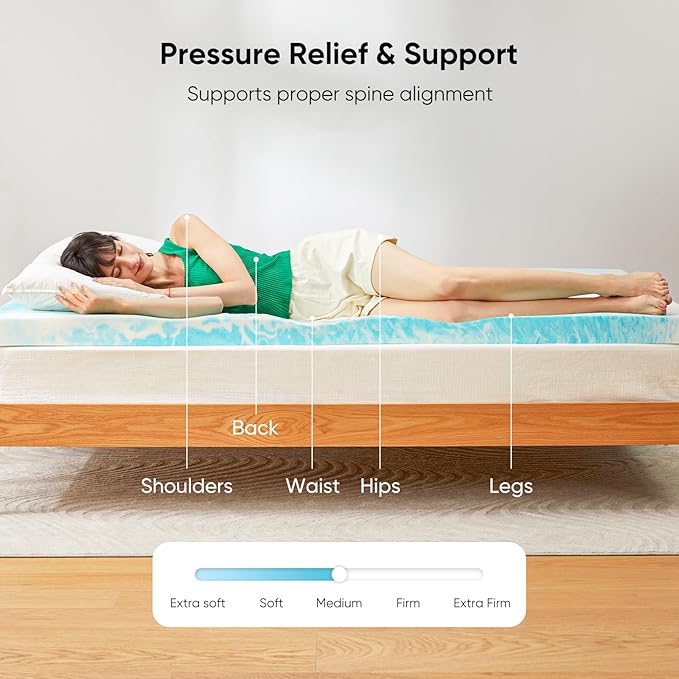 Marsail 3-inch Full Mattress Topper Memory Foam, Gel Infused Cooling Bed Topper, Soft for Sleeper Sofa, RV, Camper, CertiPUR-US Certified