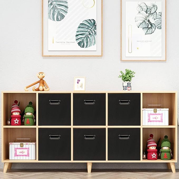 Fabric storage bins Cubes, Fabric Cube Organizer with Handle, Foldable Cube Bins for Cloth or Accessary Storage, 11x11x11, Set of 12, (Black) - Image 5