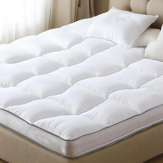 SHOUREN Memory Foam Mattress Topper Queen for Back Pain Relief, 2In Thick Plush Gel Foam Bed Topper 1700 GSM, Smooth & Supportive Pressure Relief, 80" x 60"