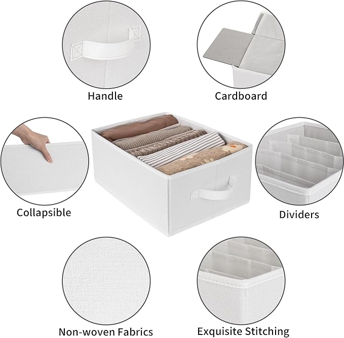 GRANNY SAYS Jean Organizer for Closet, Clothes Drawer Organizer, Pants Organizer, Wardrobe Clothes Organizers, Clothes Storage Bins, Drawers for Sweater, T Shirt, Beige, 6-Pack - Image 4