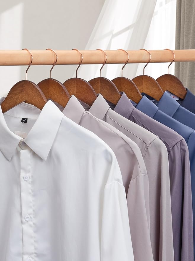 Smartor Wooden Hangers 20 Pack, Solid Wood Coat Hanger for Closet, Heavy Duty Wood Hangers for Suits, Shirts, Dresses, with 360° Rose Gold Hook, Non Slip Pant Bar, Walnut - Image 8