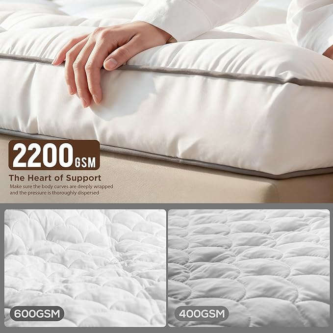 Full Mattress Topper - 3 Inch Ultra Thick Soft Memory Foam Pillow Top Mattress Topper Full for Back Pain, Universal Fit for Bedrooms, Guest Rooms & RVs, 75x54 Inch.