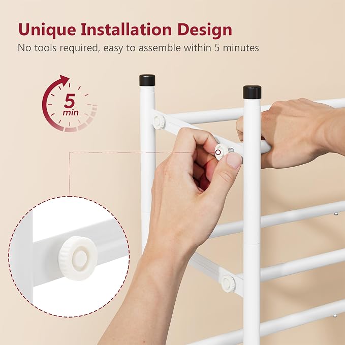 Tajsoon Expandable Shoe Rack for Closet 4 Tier, 29“-41“Adjustable & Stackable Shoe Shelf Storage, Metal Shoe Rack Organizer for Front Door Entrance, Closet, Garage, Entryway, White - Image 4