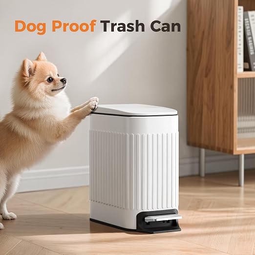 TrashAid Slim Bathroom Trash Can with Lid Soft Close, 6 Liter/1.6 Gallon Stainless Steel Small Garbage Can with Removable Inner Bucket, Step Pedal, Slim Wastebasket for Toilet, Office, Bedroom, White - Image 6