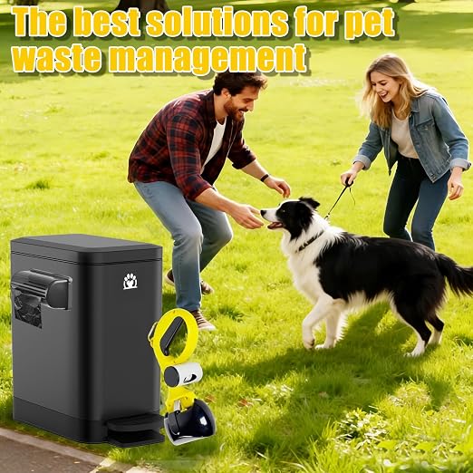 Dog Poop Trash Can Outside,3Gal Metal Outdoor Trash Can,Outdoor Dog Poop Trash Can with Lid for Odor Control,Waterproof Dog Waste Trash Can - Includes Poop Scooper for Dogs & Bin Bag Holder (Black) - Image 8