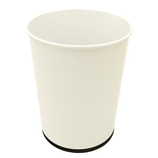 Bath Bliss 5 Liter Small Wastebasket | Round Open Top | Trash Can | Bathroom | Bedroom | Kitchen | Office | Dorm | Disposal Waste Bin | Garbage | White by BathBliss
