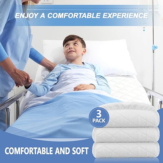 Lounsweer 3 Pack Waterproof Hospital Mattress Cover, 80x36x12in White Fitted Bed Sheet Protectors, Incontinence Protection Leakproof Breathable for Elderly, Adults Home Hospital Beds