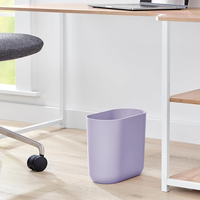 iDesign Small Slim Plastic Bathroom Trash Can, Garbage Can for Bedroom, Office, Desk, Dorm, Purple - Image 5