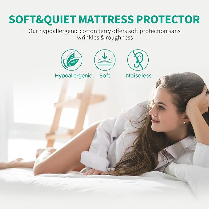 LAVANCE Waterproof Mattress Protector Twin XL Size, Premium Cotton Terry, Soft Noiseless Washable Bed Mattress Cover with 6"-18" Deep Pocket, 39" x 80"