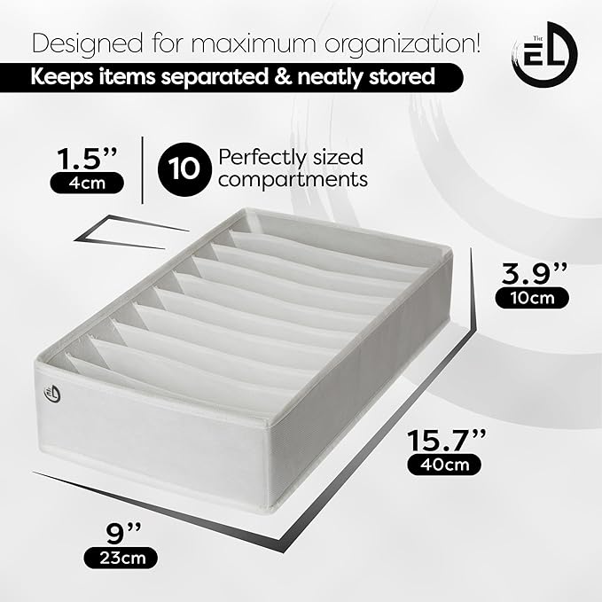 Drawer Organizer Clothes - 3 Set Multipurpose Dresser Drawer Organizer for Adults & Kids, Closet Foldable 10 Cells per Organizer - Non-Woven Fabric, T-Shirts, Baby Clothes, Shorts Organizer - White - Image 2
