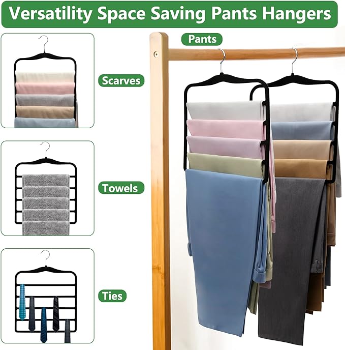 Closet Organizers and Storage,3 Pack Organization and Storage Pants-Hangers-Space-Saving,Velvet Hanger for Dorm Room for College Students Girls Boys Guys Hanging Jean Scarf - Image 5