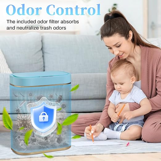 Ogikey Bathroom Small Trash Can with Automatic Touchless Lid, 2.6 Gallon Smart Garbage Can Narrow Waterproof Trash Bin for Bedroom, Office, Living Room - Image 4