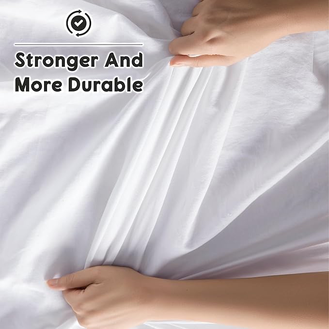 SONORO KATE 100% French Pure Linen Sheets, Extra Deep Pocket up to 18"-24", Breathable and Durable Linen Sheets, Anti-Tear Linen Bed Sheets, Machine Washable - 4 Piece (White, Queen(24" deep))