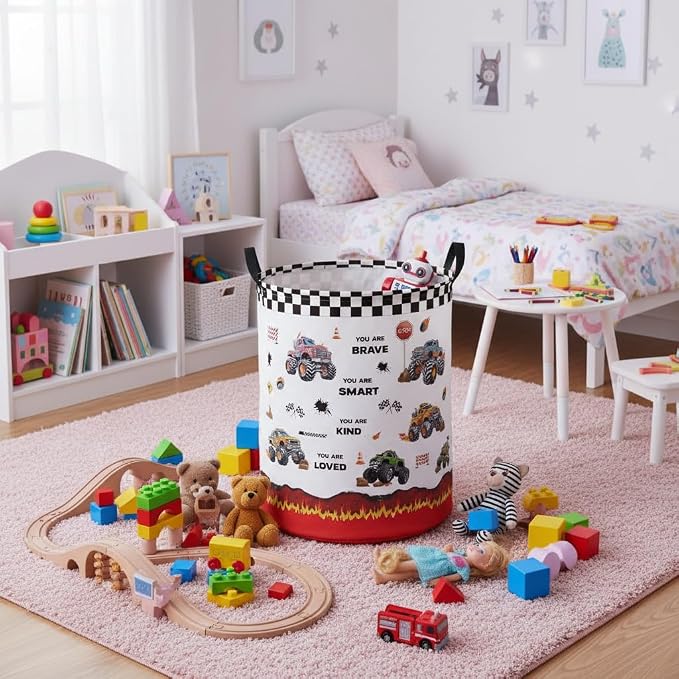 Baby Laundry Hamper kids laundry Basket Waterproof Laundry Bag for Bedroom Toy Clothes Organizer Room Décor(Truck) - Image 5