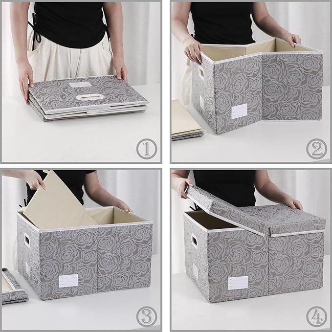 PRANDOM Extra Large Collapsible Storage Cubes with Lids Fabric Decorative Storage Bins Boxes Organizer Baskets with Cover Handles for Bedroom Closet Living Room 19.6x15.7x11.8 Inch 3 Pack - Image 6