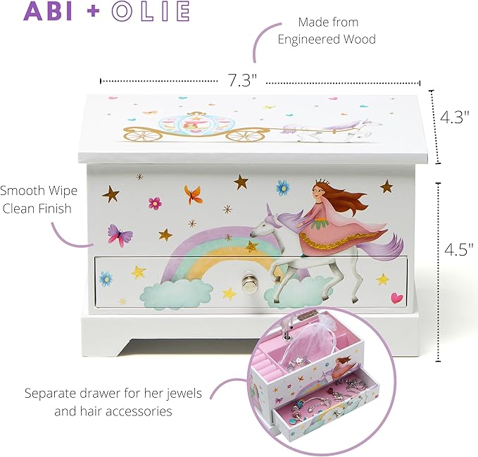 ABI + OLIE Kids Musical Jewelry Box for Girls 8-12 - Music Box for Girls - Princess Castle Unicorn Theme - Image 7