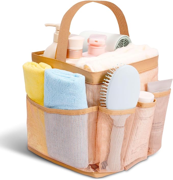 Shower Caddy for College Dorm Room Essentials for Girls with 9 Pockets,Large-Capacity Shower Basket,Quick Dry Toiletry Tote Bag for Women,Outdoor Gym,Travel,Swim,Beach Camping Essentials-Brown by Unknown