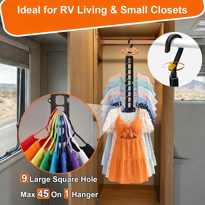 Closet Organizers and Storage, Multifunctional Organization and Storage Home Essentials Magic Space Saving Hangers with 9 Holes for Wardrobe Closet Heavy Clothes - Image 5
