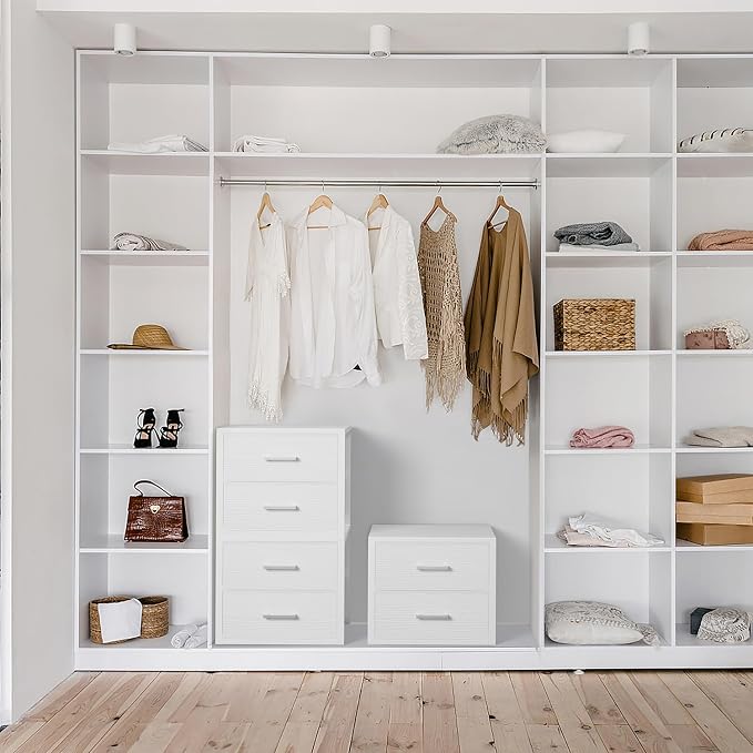 BOLUO Stackable Storage Drawers Closet Organizers and Storage Fabric White 2 Drawer Dresser for Bedroom 2 Packs Modern - Image 2
