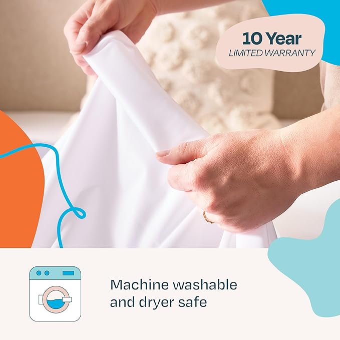 Linenspa Waterproof Mattress Protector, Full XL Size – Fitted Sheet Style, Breathable, Machine Washable & Dryer Safe, White